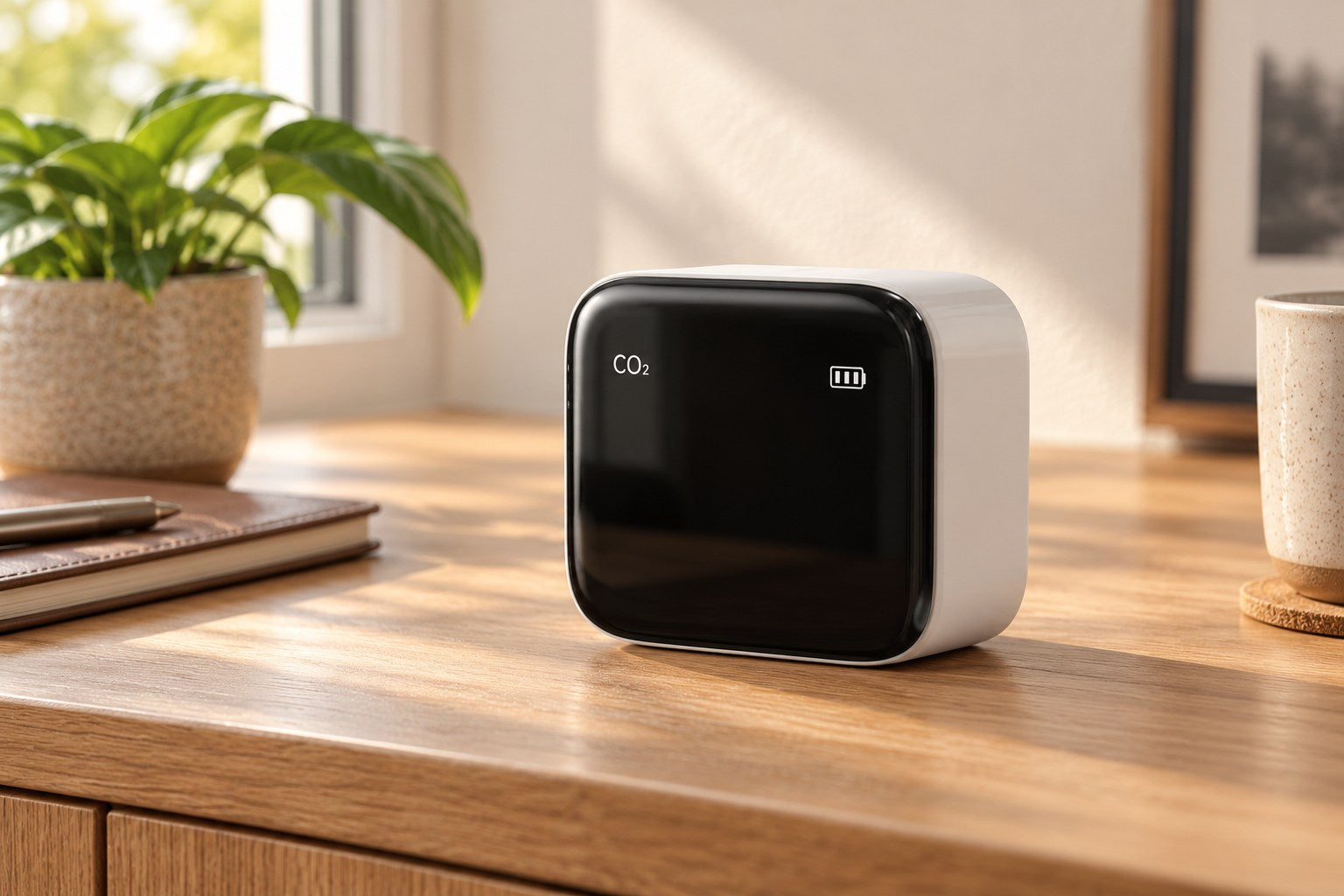 BELVOX AirSense CF1 – CO₂, Temperature & Humidity Monitor in a practical setting.