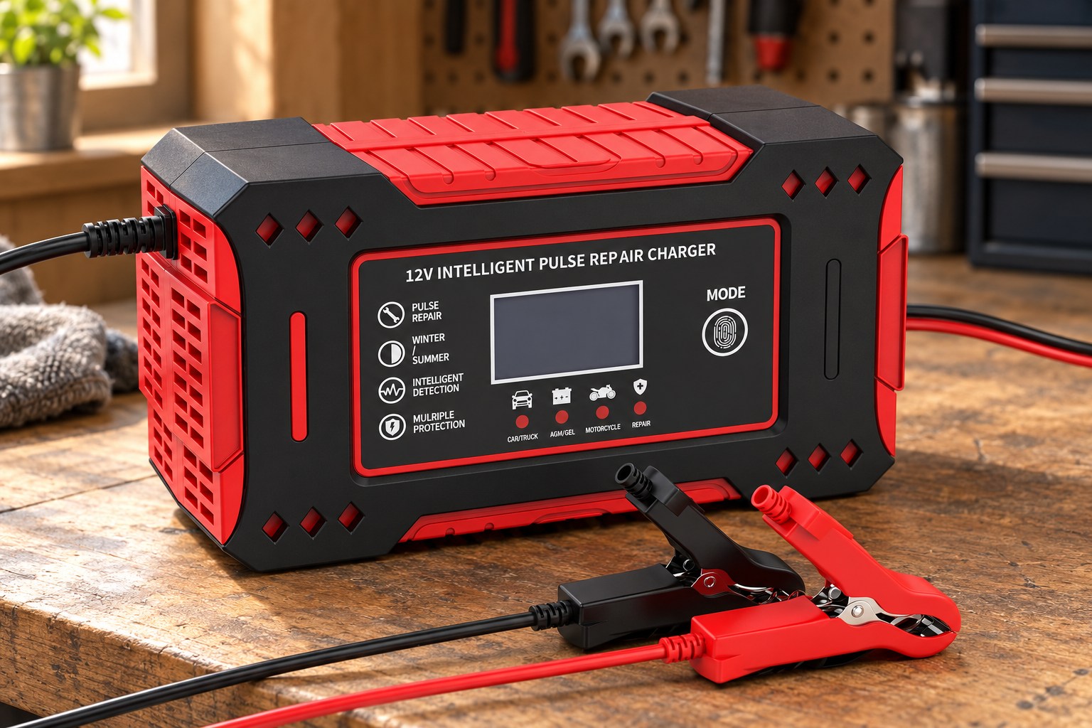 BELVOX Smartcharger 6 – 12 V 6 A Battery Charger in a practical setting.