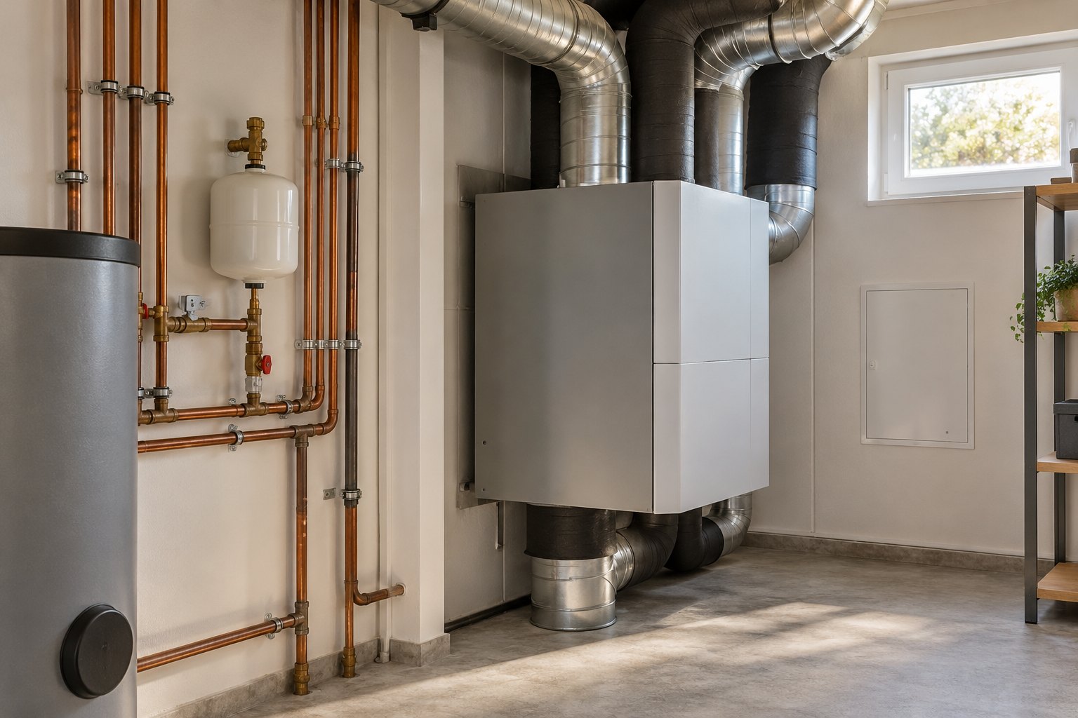 Building pipework and a closed ventilation installation