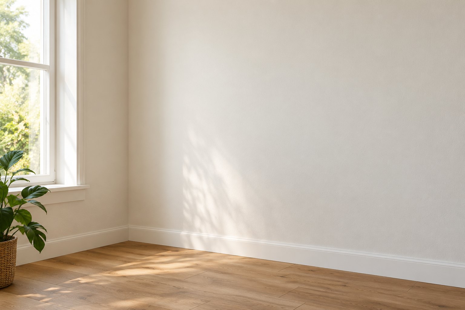 A plain finished wall in a quiet room