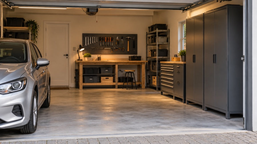 A tidy home garage and workshop