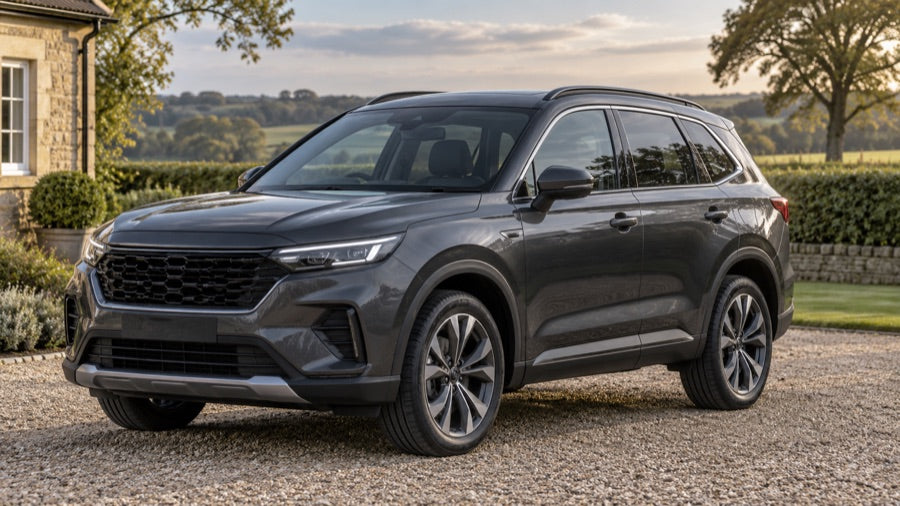 A dark SUV on a driveway